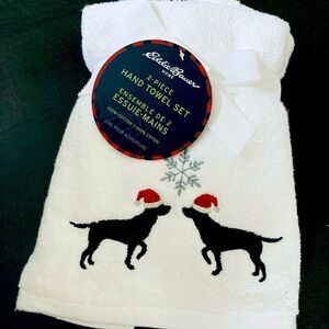 Eddie Bauer Christmas Dogs Embroidered Hand Towels Set